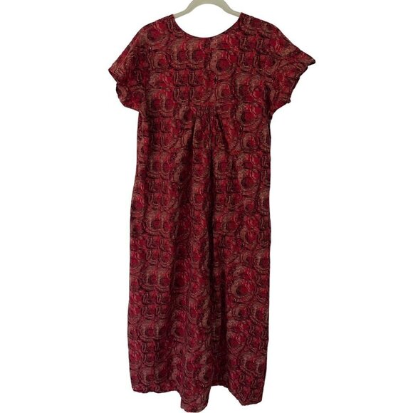 Cotton Beauty Vintage Womens Dress Size Large Red Maxi Abstract Print - Picture 3 of 10